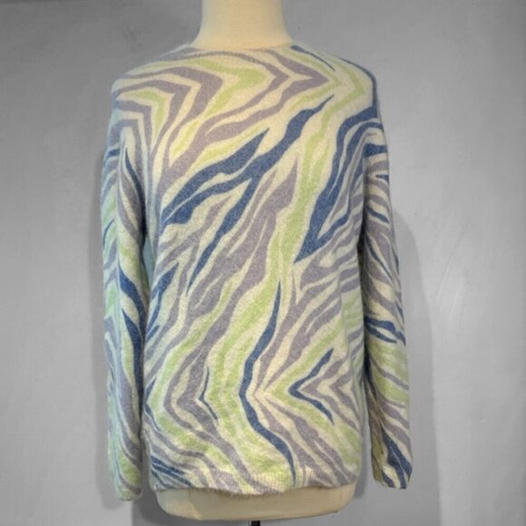 Betta patterned zebra style mohair/alpaca crew neck sweater size 1X - Picture 8 of 9